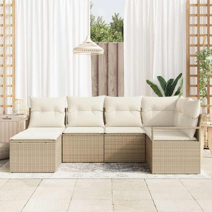 Soffset med kudde 6 pcs Beige och gräddfärgad konstrotting