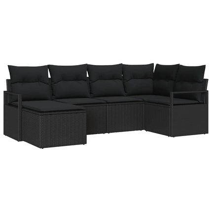 Soffset med kudde med lagring 6 pcs Svart konstrotting