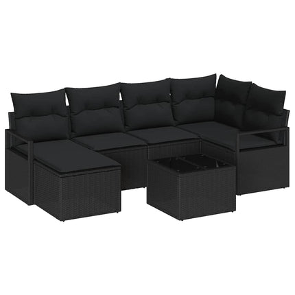 Soffset med kudde med lagring 7 pcs Svart konstrotting