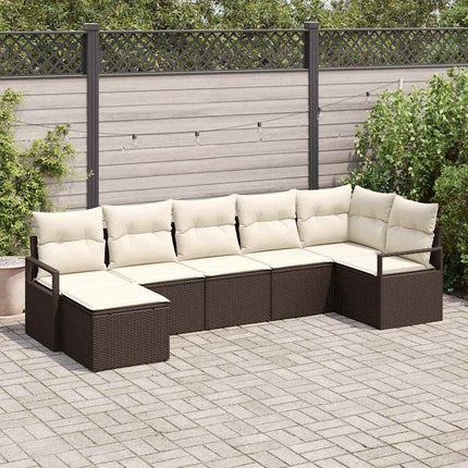Soffset med kudde med lagring 7 pcs Brun och Kräm konstrotting