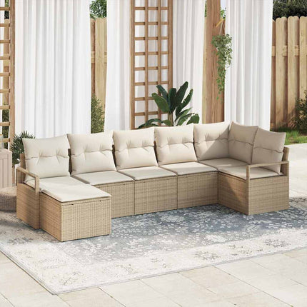 Soffset med kudde 7 pcs Beige och gräddfärgad konstrotting