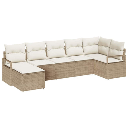 Soffset med kudde 7 pcs Beige och gräddfärgad konstrotting