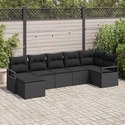 Soffset med kudde med lagring 7 pcs Svart konstrotting