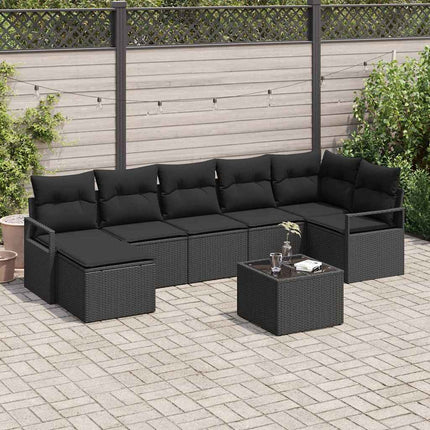 Soffset med kudde med lagring 8 pcs Svart konstrotting