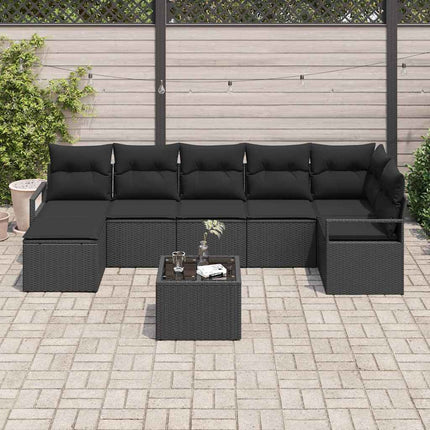 Soffset med kudde med lagring 8 pcs Svart konstrotting