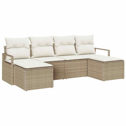 Soffset med kudde 6 pcs Beige och gräddfärgad konstrotting