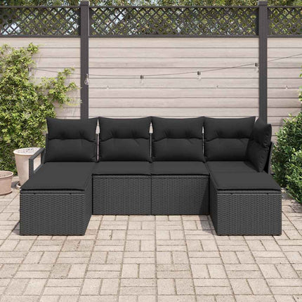 Soffset med kudde med lagring 6 pcs Svart konstrotting
