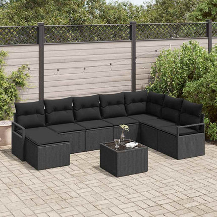 Soffset med kudde med lagring 9 pcs Svart konstrotting