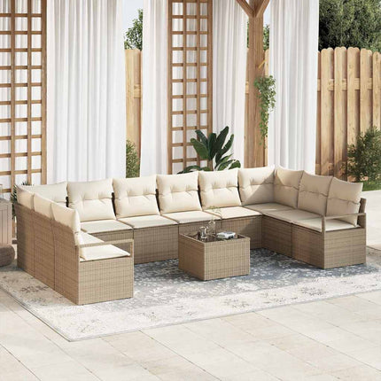 Trädgårdsoffset 11 pcs Beige och gräddfärgad konstrotting