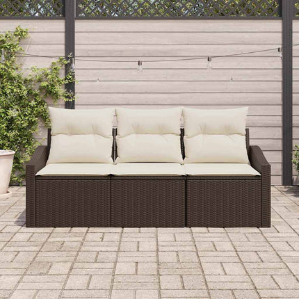 Trädgårdsoffset med kudde 3 pcs Brun och vit konstrotting