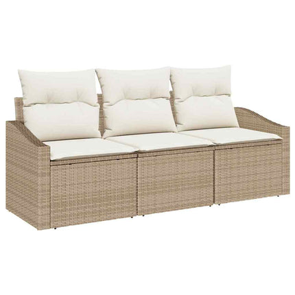 Trädgårdsoffset med kudde 3 pcs Beige och vit konstrotting