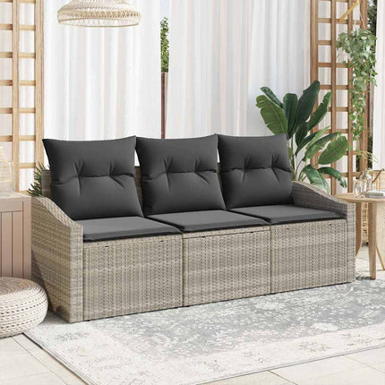 Trädgårdsoffset med kudde 3 pcs Ljusgrå konstrotting