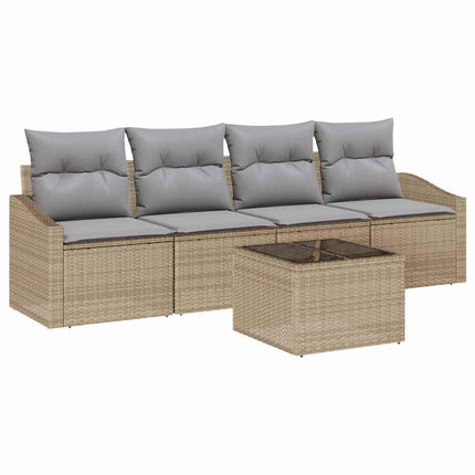 Soffset med kudde med lagring 5 pcs Beige och Grå konstrotting