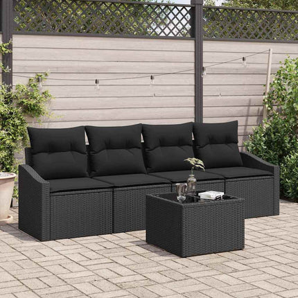 Soffset med kudde med lagring 5 pcs Svart konstrotting