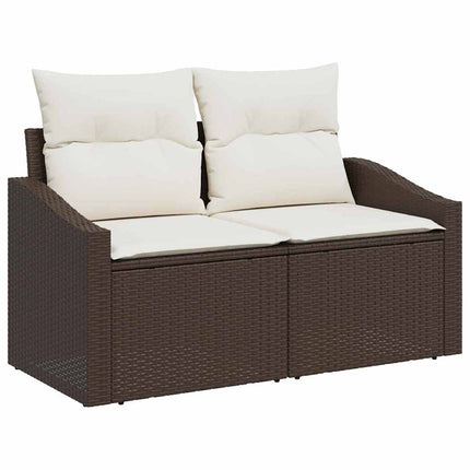 Soffset med kudde med lagring 7 pcs Brun och Kräm konstrotting