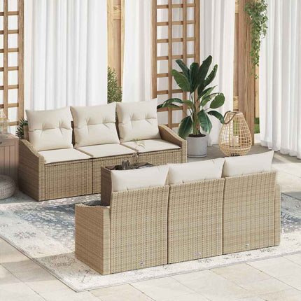 Soffset med kudde 7 pcs Beige och gräddfärgad konstrotting