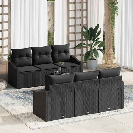 Soffset med kudde med lagring 7 pcs Svart konstrotting