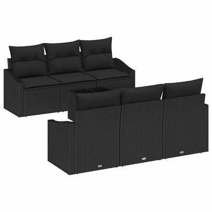 Soffset med kudde med lagring 7 pcs Svart konstrotting