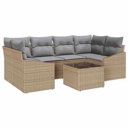 Soffset med kudde med lagring 7 pcs Beige och Grå konstrotting