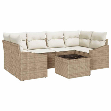 Soffset med kudde 7 pcs Beige och gräddfärgad konstrotting