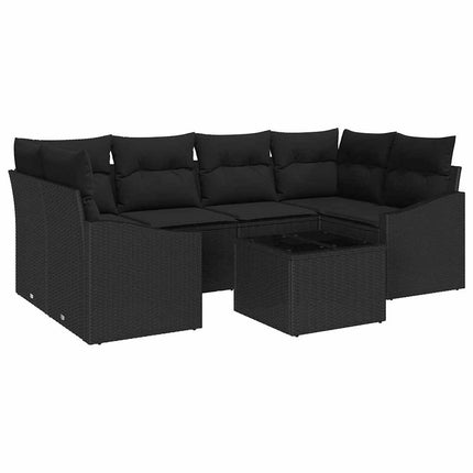 Soffset med kudde med lagring 7 pcs Svart konstrotting