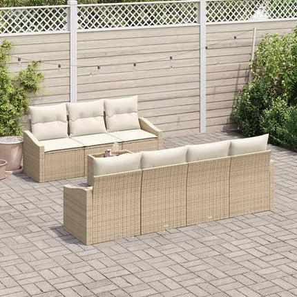 Soffset med kudde 8 pcs Beige och gräddfärgad konstrotting
