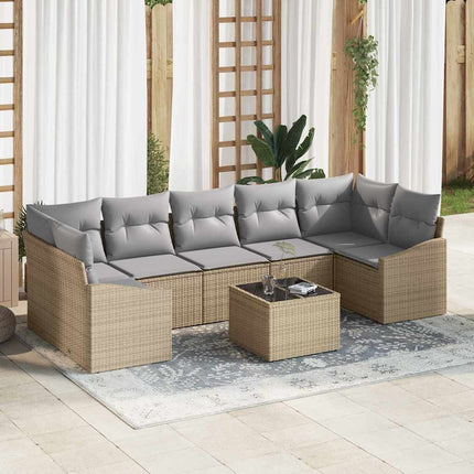 Soffset med kudde med lagring 8 pcs Beige och Grå konstrotting