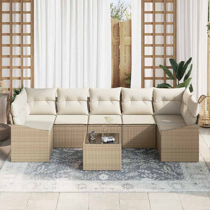 Soffset med kudde 8 pcs Beige och gräddfärgad konstrotting