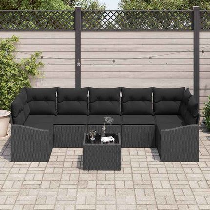 Soffset med kudde med lagring 8 pcs Svart konstrotting