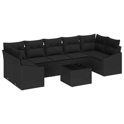 Soffset med kudde med lagring 8 pcs Svart konstrotting
