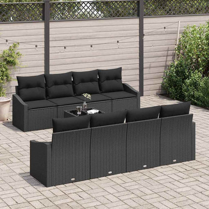 Soffset med kudde med lagring 7 pcs Svart konstrotting
