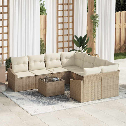 Soffset med kudde 9 pcs Beige och gräddfärgad konstrotting