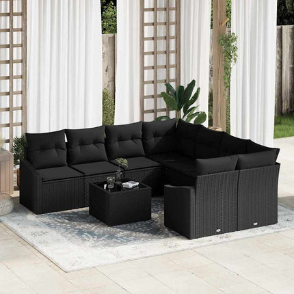 Soffset med kudde med lagring 9 pcs Svart konstrotting