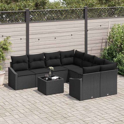 Soffset med kudde med lagring 9 pcs Svart konstrotting