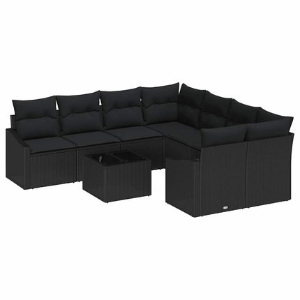 Soffset med kudde med lagring 9 pcs Svart konstrotting