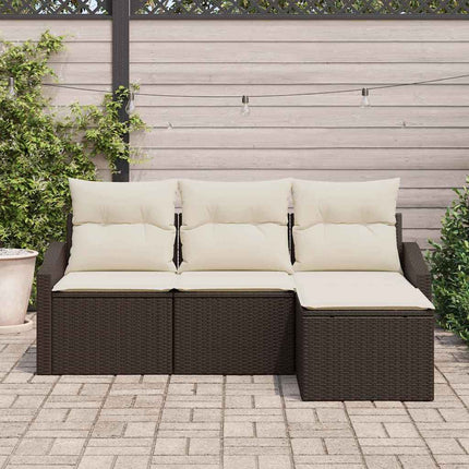 Soffset med kudde med lagring 4 pcs Brun och Kräm konstrotting
