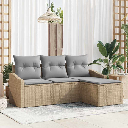 Soffset med kudde 4 pcs Beige och Ljusgrå konstrotting