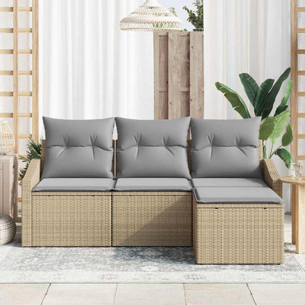 Soffset med kudde 4 pcs Beige och Ljusgrå konstrotting