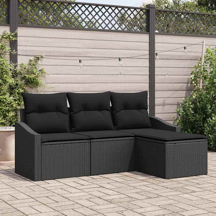 Soffset med kudde med lagring 4 pcs Svart konstrotting