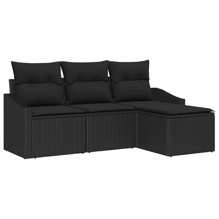 Soffset med kudde med lagring 4 pcs Svart konstrotting