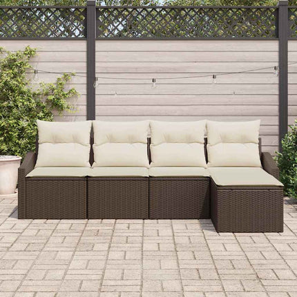 Soffset med kudde med lagring 5 pcs Brun och Kräm konstrotting