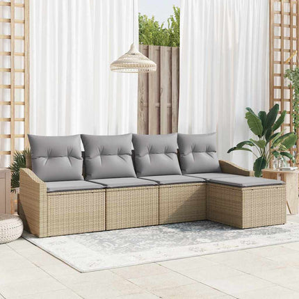 Soffset med kudde 5 pcs Beige och Ljusgrå konstrotting