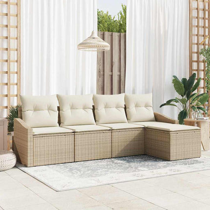 Soffset med kudde 5 pcs Beige och gräddfärgad konstrotting