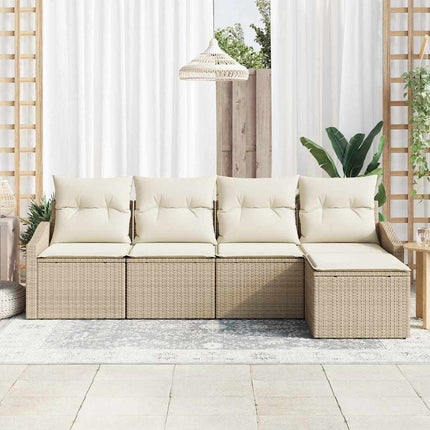 Soffset med kudde 5 pcs Beige och gräddfärgad konstrotting