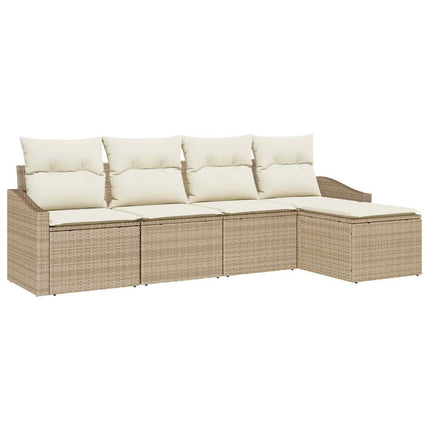 Soffset med kudde 5 pcs Beige och gräddfärgad konstrotting