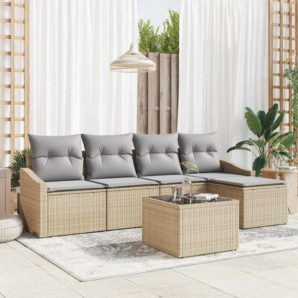 Soffset med kudde 6 pcs Beige och Ljusgrå konstrotting
