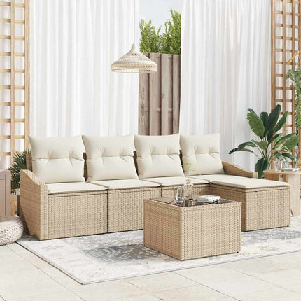 Soffset med kudde 6 pcs Beige och gräddfärgad konstrotting