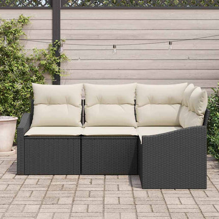 Trädgårdsoffset med kudde 4 pcs Svart och Vitt konstrotting