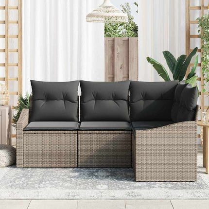 Trädgårdsoffset med kudde med lagring 4 pcs Grå konstrotting