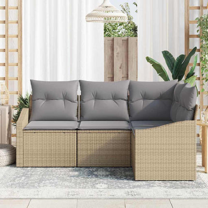 Trädgårdsoffset med kudde 4 pcs Beige och Ljusgrå konstrotting